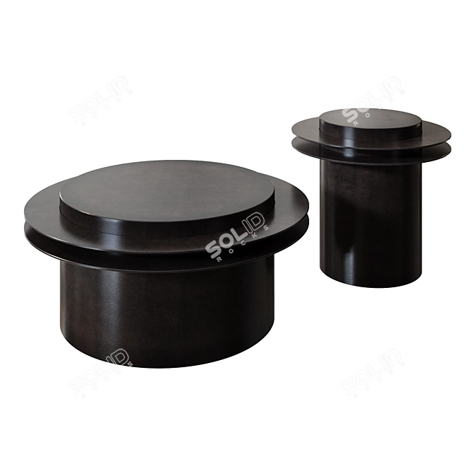 Elegant Metal RING Coffee Tables 3D model image 2