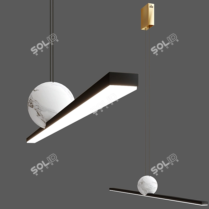 Modern Metal Pendant Lamp REGOLO 3D model image 2