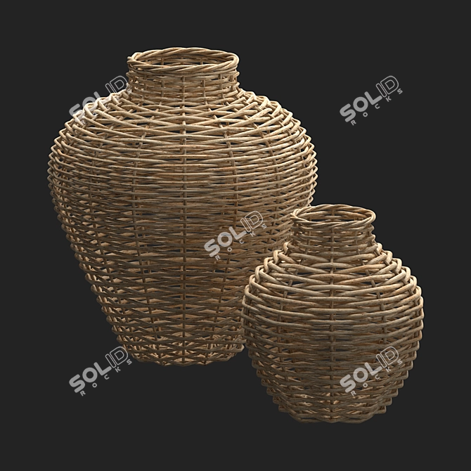 Handcrafted Arurog Wicker Vases 3D model image 4