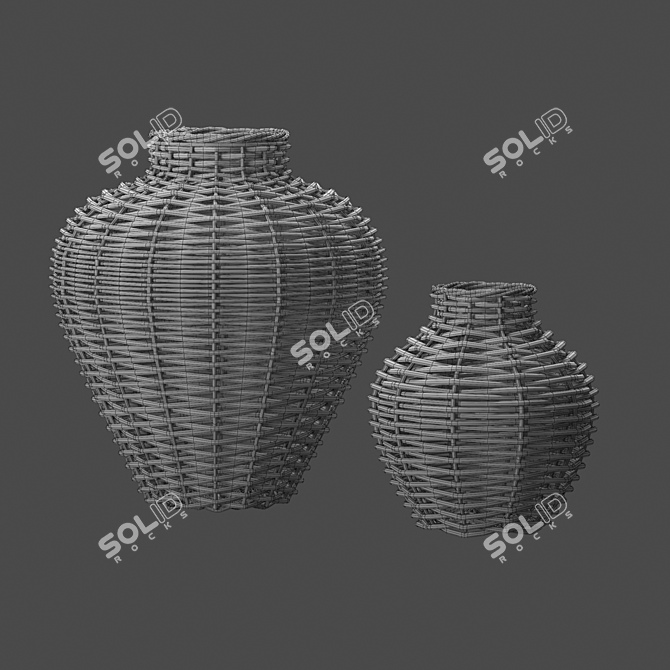 Handcrafted Arurog Wicker Vases 3D model image 5