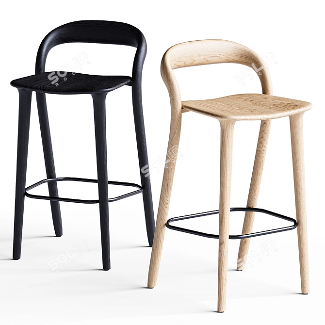 Elegant Modern Lugano Bar Stool 3D model image 1