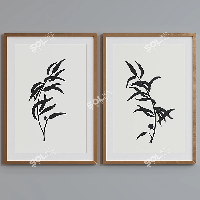 Botanical Silhouette Picture Frame Set 3D model image 4