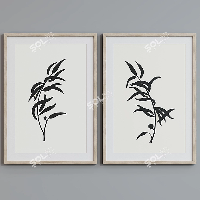 Botanical Silhouette Picture Frame Set 3D model image 5