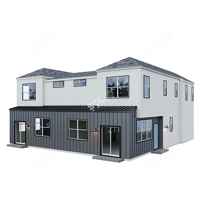 Modern Low Poly American House 3D model image 4