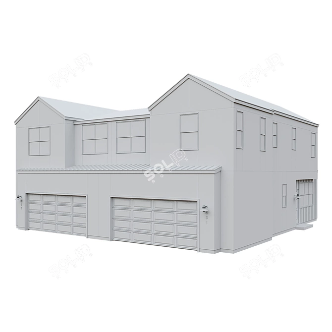 Modern Low Poly American House 3D model image 5