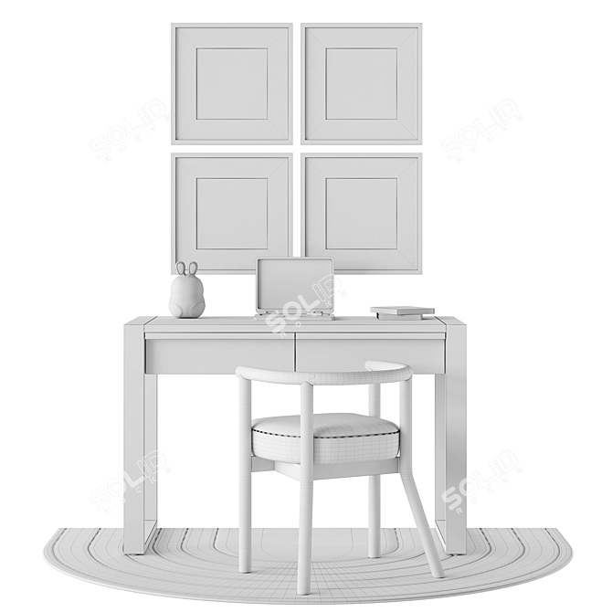 Kid's Wood Desk & Chair: Gemini and White Horse 3D model image 4