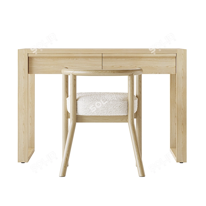 Kid's Wood Desk & Chair: Gemini and White Horse 3D model image 6