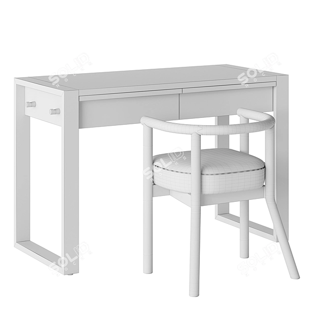 Kid's Wood Desk & Chair: Gemini and White Horse 3D model image 7