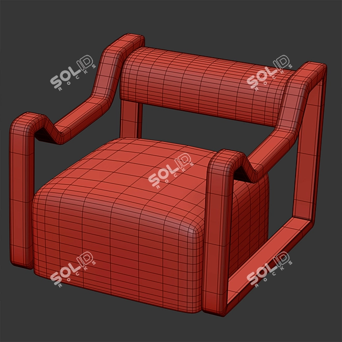 Sculpted Elegance Armchair 3D model image 4