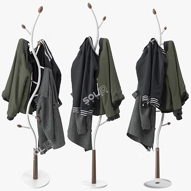 Sleek Metal Coat Stand Model 3D model image 2