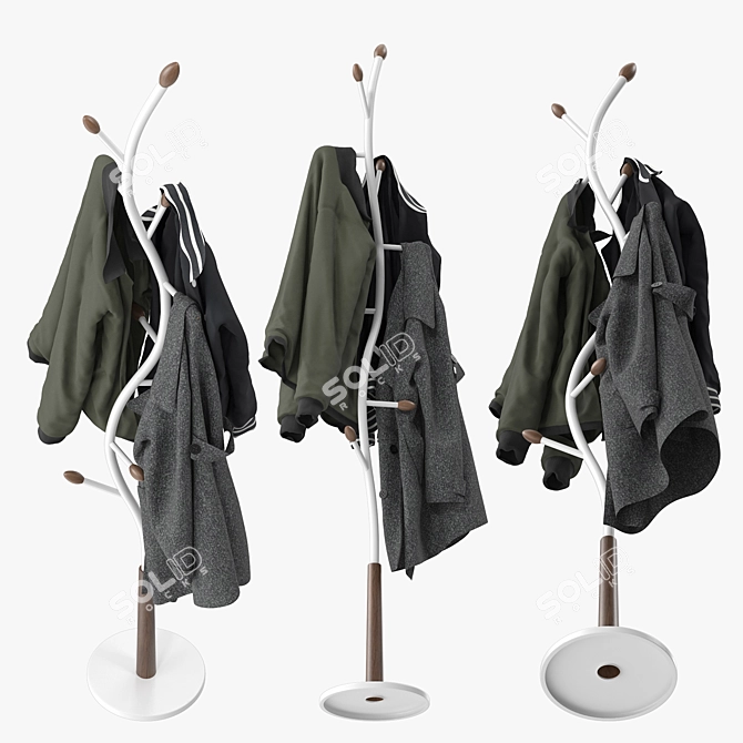 Sleek Metal Coat Stand Model 3D model image 4