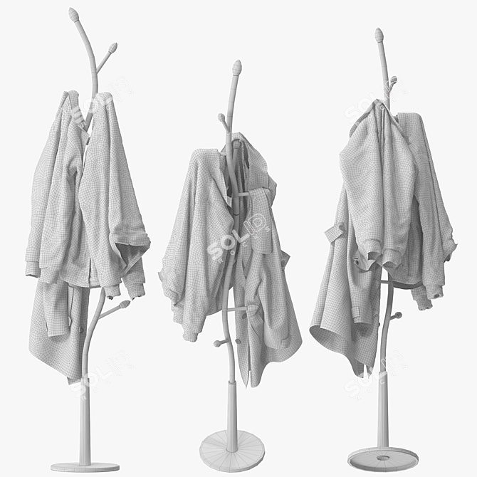 Sleek Metal Coat Stand Model 3D model image 5