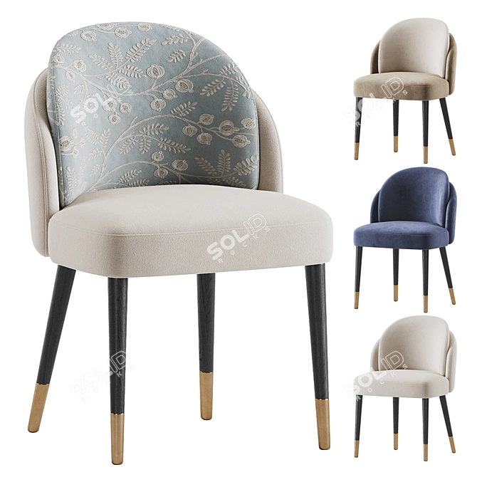 Luxury Velvet Upholstered Wood Chair 3D model image 1