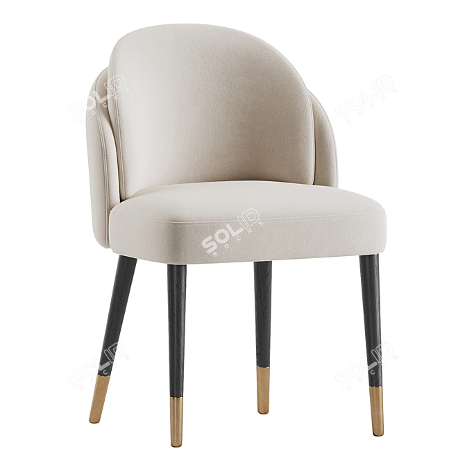 Luxury Velvet Upholstered Wood Chair 3D model image 2