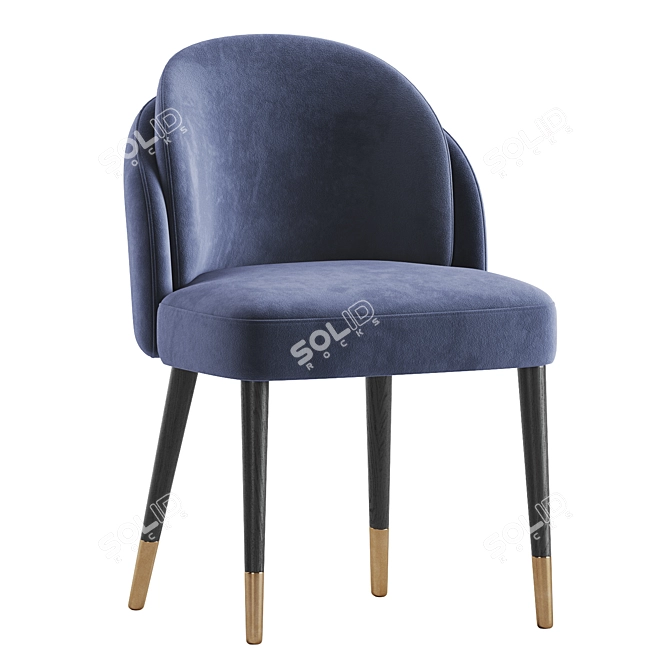 Luxury Velvet Upholstered Wood Chair 3D model image 3