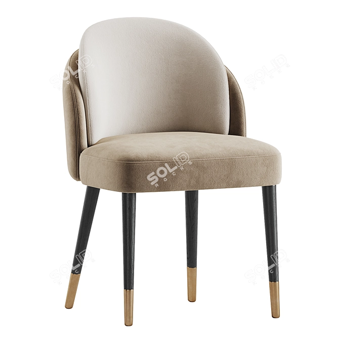 Luxury Velvet Upholstered Wood Chair 3D model image 4