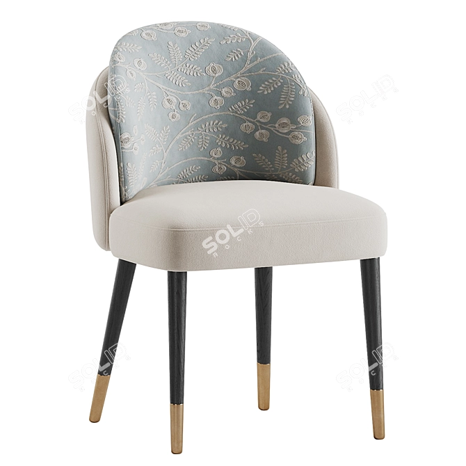 Luxury Velvet Upholstered Wood Chair 3D model image 5