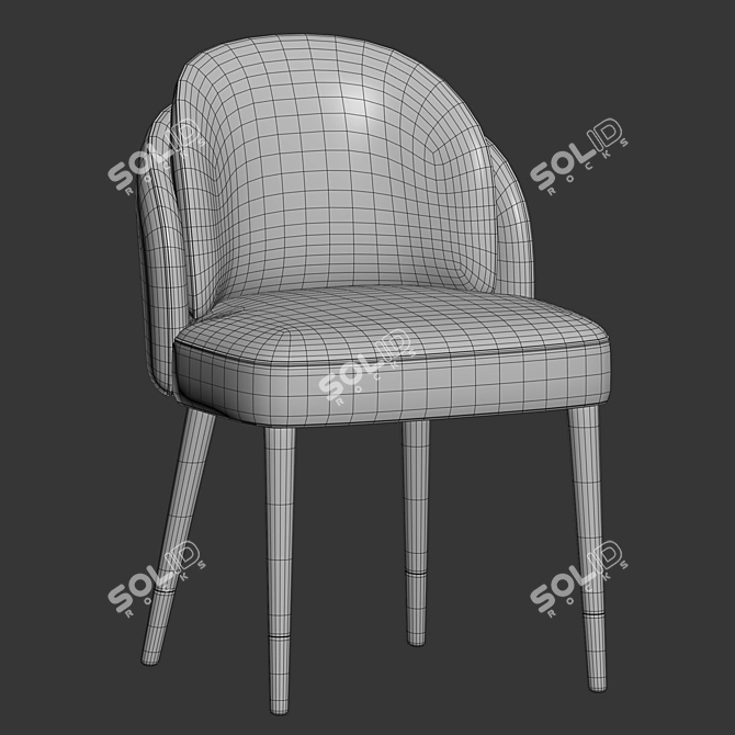 Luxury Velvet Upholstered Wood Chair 3D model image 7