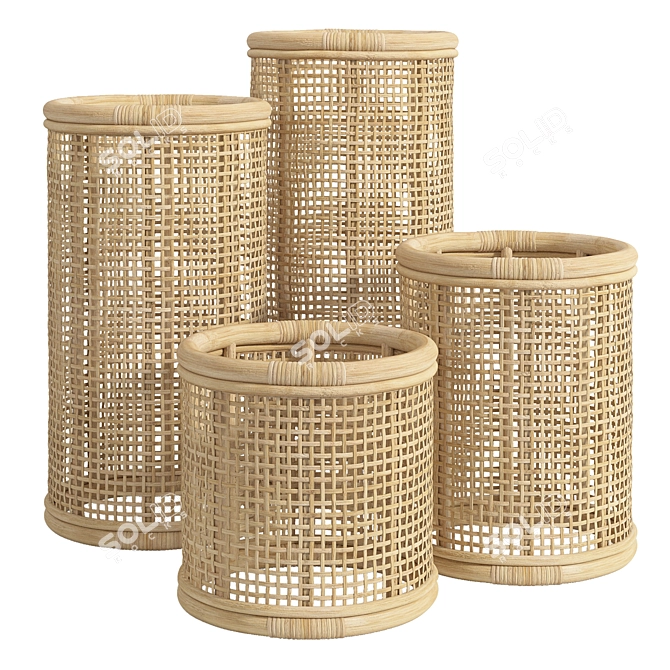 Bamboo Hurricane Candleholder 3D Model 3D model image 1