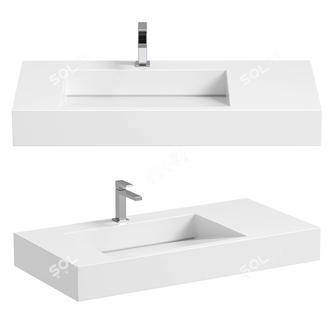 Modern Matte White Stone Sink 3D model image 1