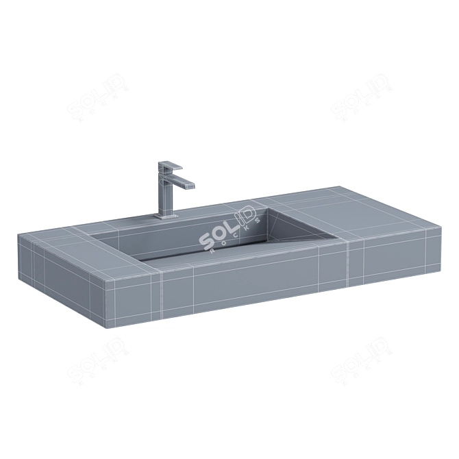 Modern Matte White Stone Sink 3D model image 2