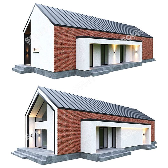 Modern Barnhouse Design Plan 3D model image 1