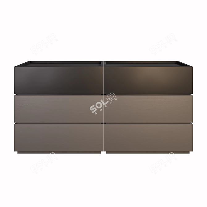 Classic Three-Drawer Wooden Dresser 3D model image 2