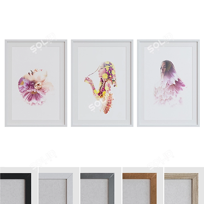 Modern Abstract Portrait Picture Frames 3D model image 1