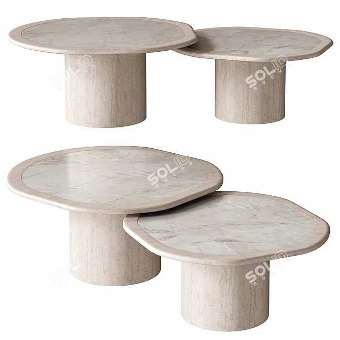 Elegant Onyx Coffee Table Duo 3D model image 1