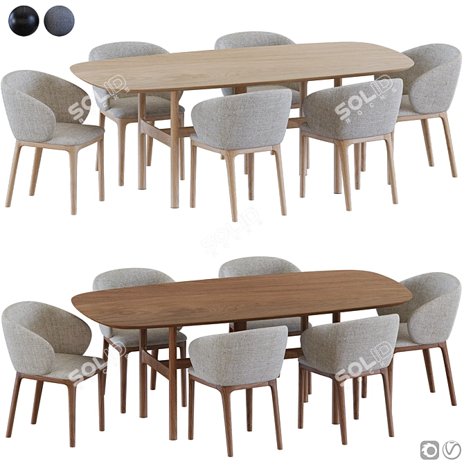 Modern NAVY Chair & TORII Table 3D model image 1