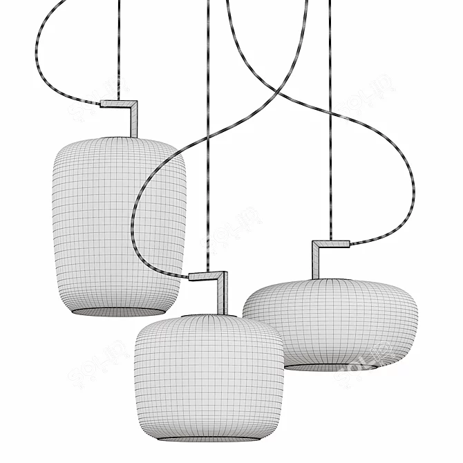 LED Blown Glass Pendant Lamp 3D model image 3