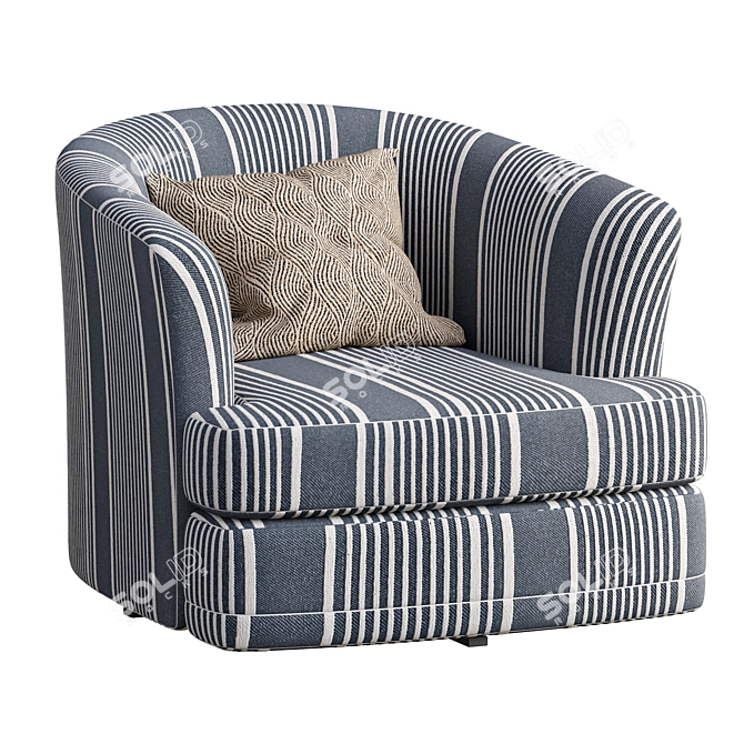 Modern Swivel Barrel Armchair, Greyson 3D model image 1