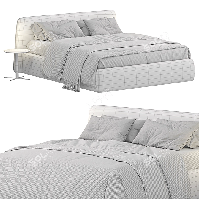 Elegant Soft Bed Design Mone 3D model image 7