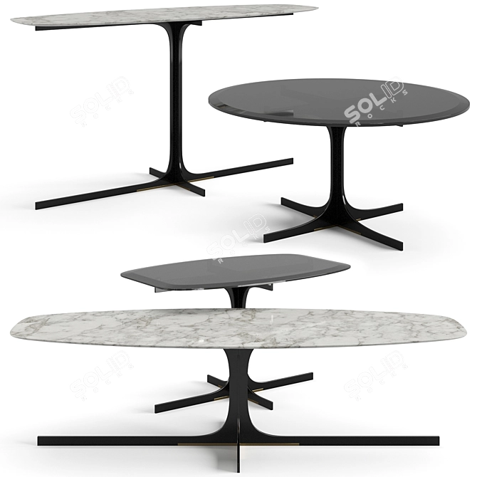 Stylish Janus Tables Set 3D model image 1