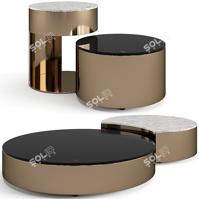 Moon Coffee Tables Set Luxence 3D model image 1