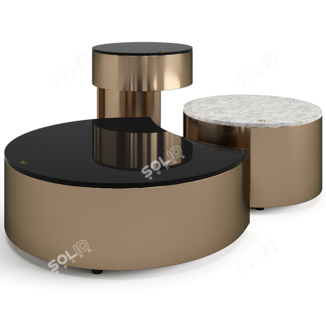 Moon Coffee Tables Set Luxence 3D model image 8