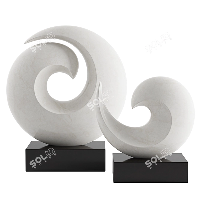 Oceanic Waves Abstract Sculpture 3D model image 1