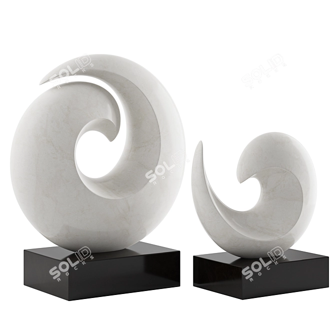 Oceanic Waves Abstract Sculpture 3D model image 2