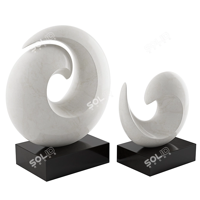 Oceanic Waves Abstract Sculpture 3D model image 3