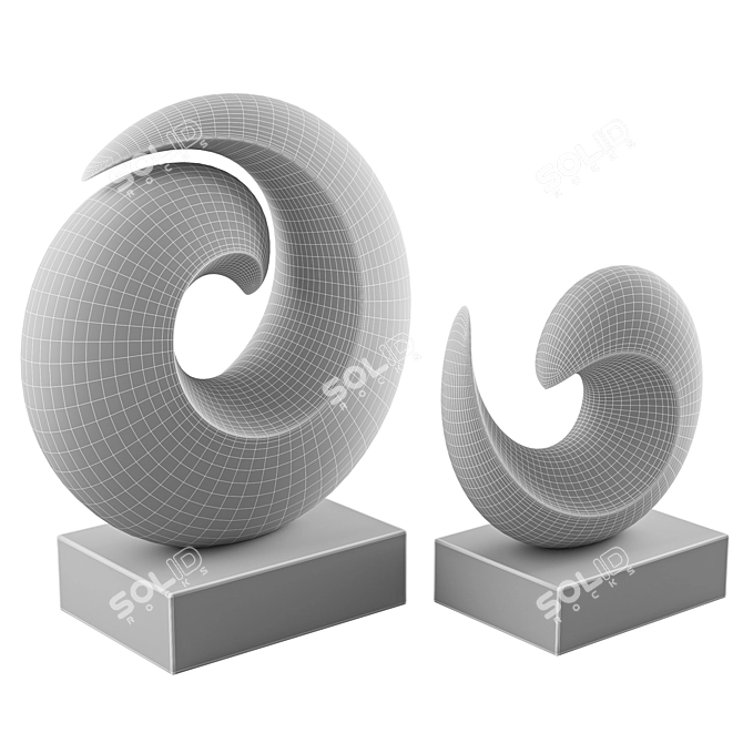 Oceanic Waves Abstract Sculpture 3D model image 4