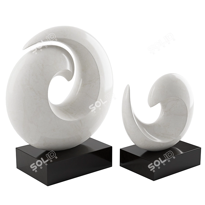 Oceanic Waves Abstract Sculpture 3D model image 8