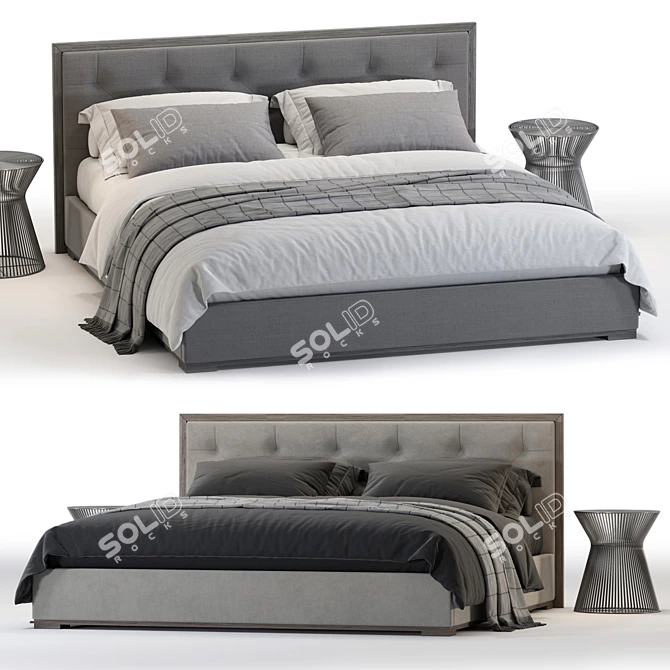 RH Fabric Framed Panel Bed 3D model image 1