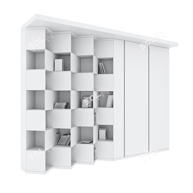 Modern Bookcase 3D Model Set 3D model image 7