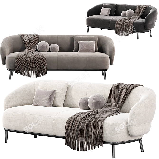 Elegance in Juliet Fabric Sofa 3D model image 4