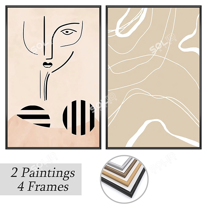 Gallery Wall Art Set with Frame Options 3D model image 1