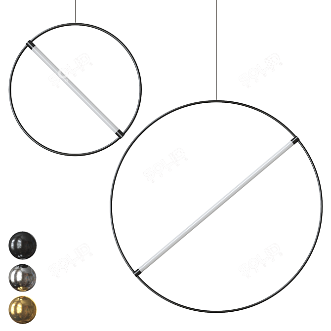 LED Ring Pendant Lamp Fixture 3D model image 3