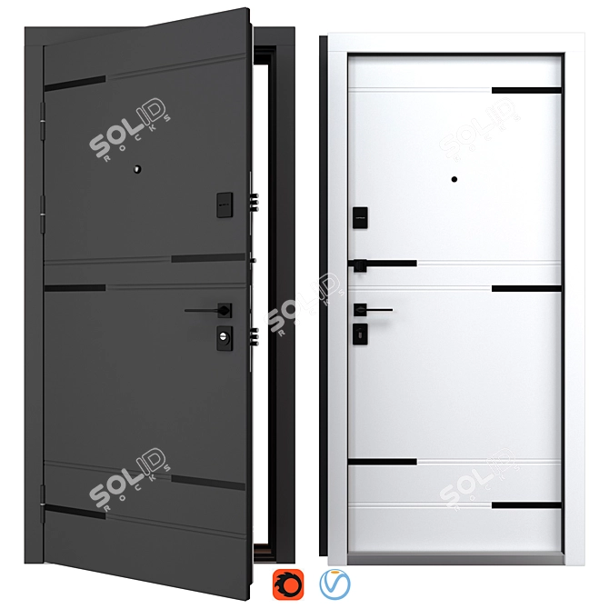 Stylish Megapolis Bulat Metal Door 3D model image 1