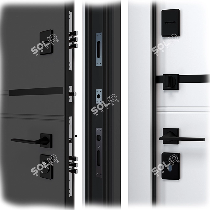 Stylish Megapolis Bulat Metal Door 3D model image 2