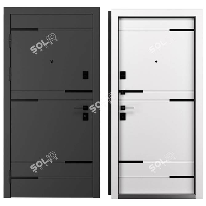 Stylish Megapolis Bulat Metal Door 3D model image 3