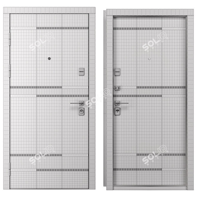 Stylish Megapolis Bulat Metal Door 3D model image 4